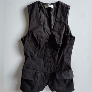 House of CB London Black Button-Up Fitted Vest Women’s Small